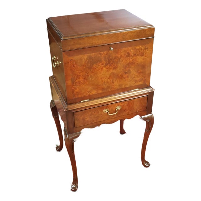 Hickory American Masterpiece Collection Queen Anne Burl Walnut Silver Chest For Sale