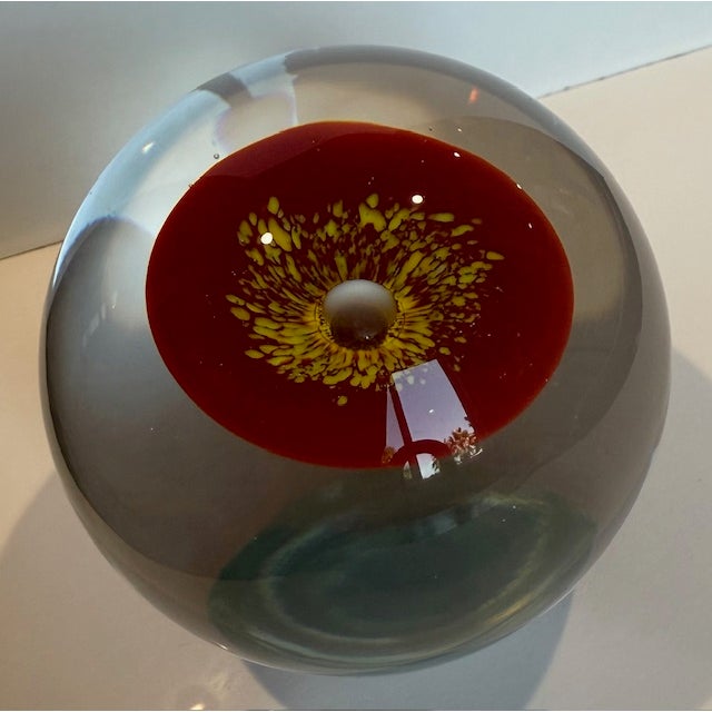 Postmodern Post-Modern Remembrance Day Poppy Art Glass Paperweight / Sculpture by Svoboda Karlov For Sale - Image 3 of 6