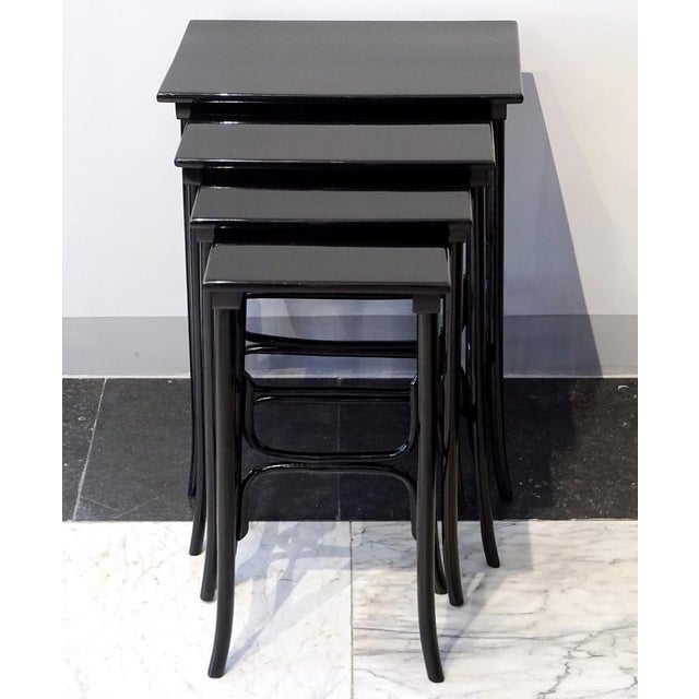 Thonet Vienna Art Nouveau Black Stained Nesting Tables from Thonet, 1900s, Set of 4 For Sale - Image 4 of 6