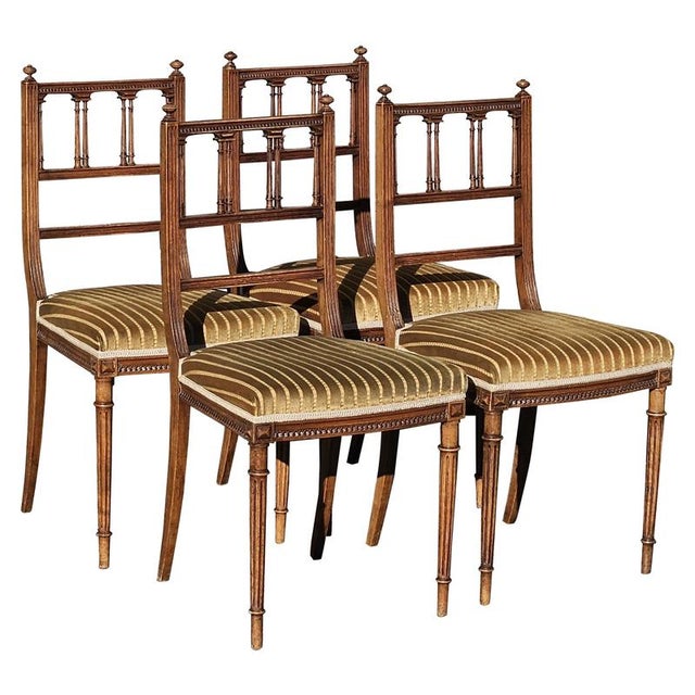 Antique :ate 19th Century Louis XVI Hand-Carved Walnut Side Chairs in the style of Claude Sené For Sale - Image 18 of 18