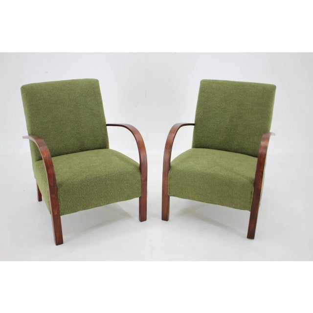 Set of Art Deco Armchairs in Boucle, Former Czechoslovakia, 1940s For Sale - Image 4 of 10