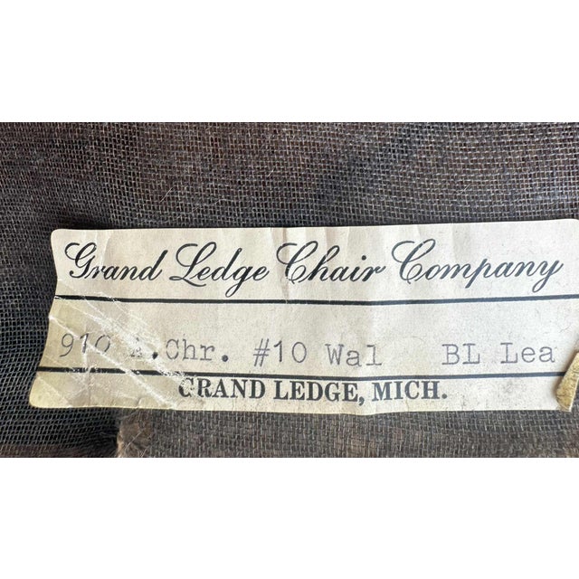 Vintage 1940s Blue Leather and Walnut Grand Ledge Chair Company Club Chairs - Rare Find For Sale In Saint Louis - Image 6 of 7