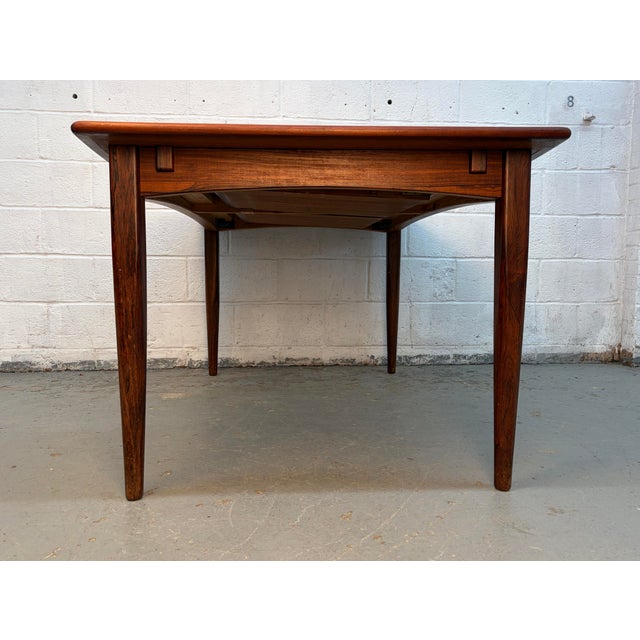 Brown Mid-Century Modern Danish Rosewood Expanding Butterfly Leaf Dining Table For Sale - Image 8 of 17