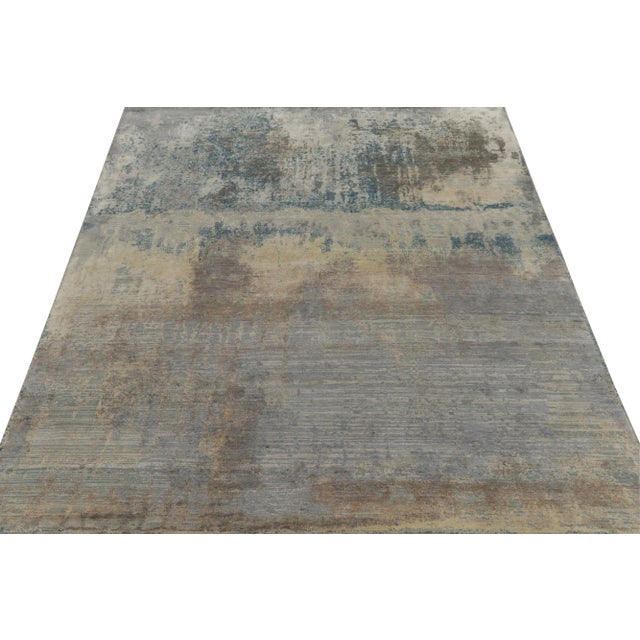 Contemporary Rug & Kilim’s Abstract Rug in Silver-Gray and Blue All Over Pattern For Sale - Image 3 of 7