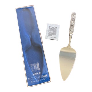 Vintage Konge-Tinn Norwegian Pewter Viking Cake Server, Made by Hardanger Sylvplett, Norway, 1960s For Sale