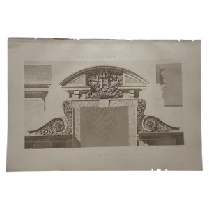 Large Antique Sepia Architectural Engraving