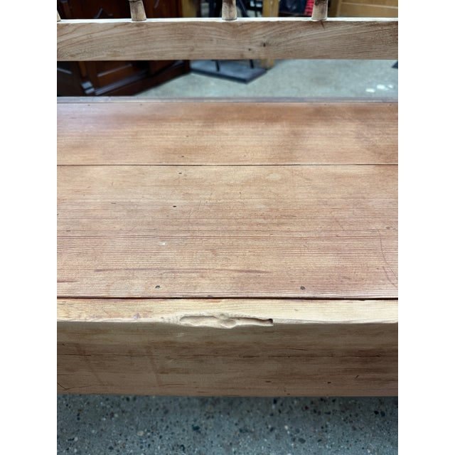 Early 20th Century Antique Pine Bench With Pillow For Sale - Image 11 of 11