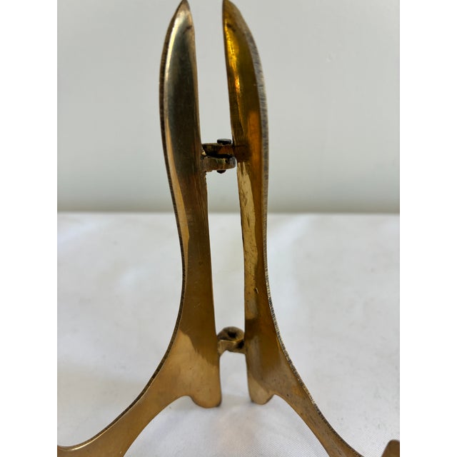 Mid 20th Century Vintage Brass Folding Display Easel – Adjustable 5” Stand For Sale - Image 5 of 8