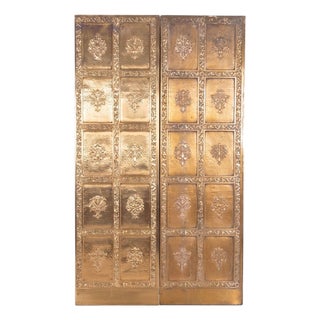 Pair of Brass Architectural Elevator Doors in the Style of Louis Sullivan From a Chicago Building 1930c. For Sale