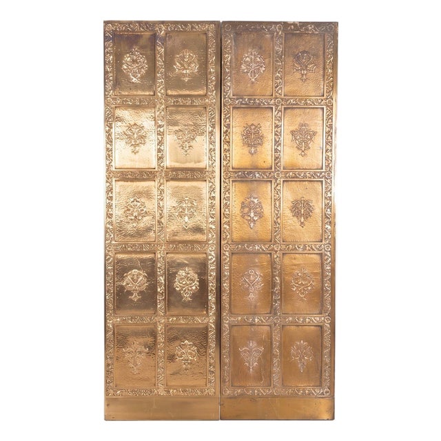 Pair of Brass Architectural Elevator Doors in the Style of Louis Sullivan From a Chicago Building 1930c. For Sale
