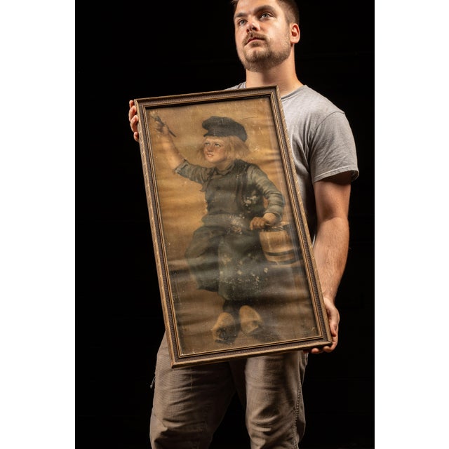 c. 1900s; National Lead Co. - Philadelphia Antique painted canvas advertisement for Dutch boy paints. This sign features...