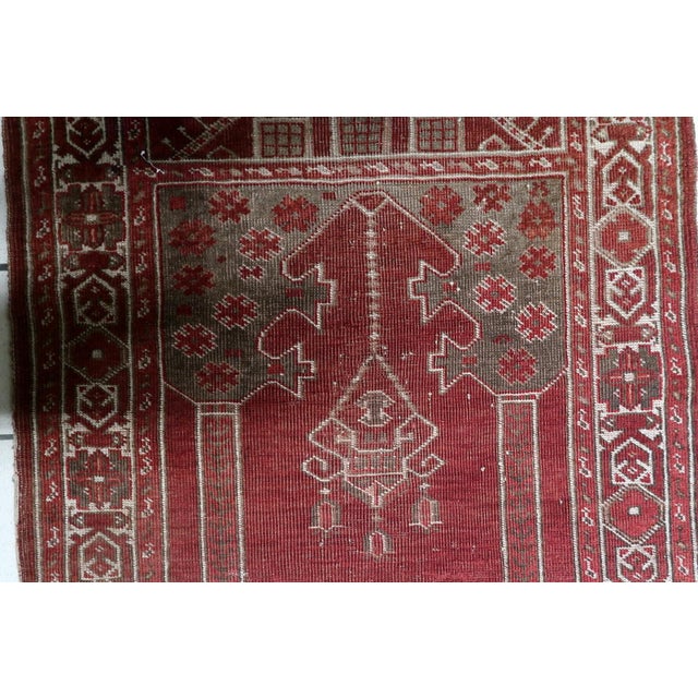 Cream 1920s, Antique Turkish Konya Handmade Prayer Rug 3 X 4 For Sale - Image 8 of 11