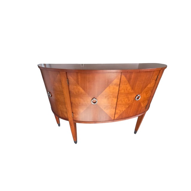 1990s 1990s Ethan Allen Avenue Demilune Sideboard Cherry Buffet Credenza Cabinet Console For Sale - Image 5 of 15