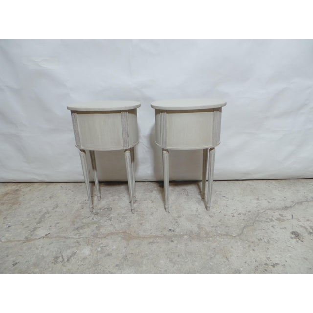 Antique White Gustavian Style Unique 3 Drawer Nightstands For Sale - Image 8 of 11