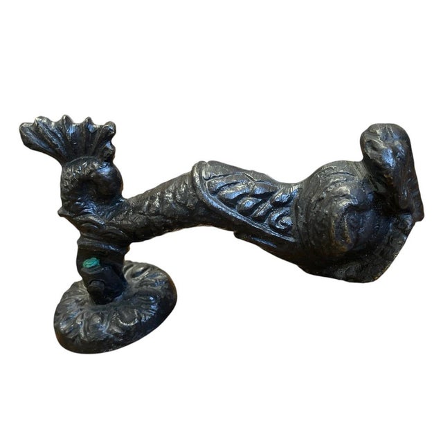 Rustic European Vintage Cast Iron Mythological Sea Serpent Door Knocker For Sale - Image 3 of 12
