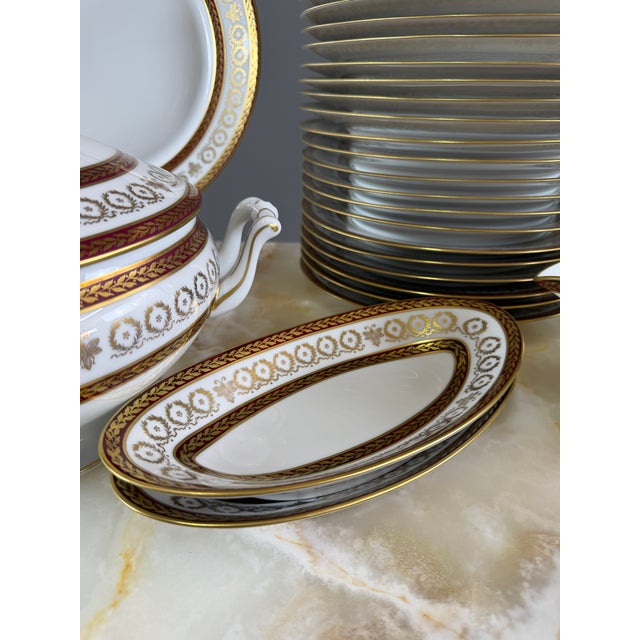 Copper Porcelain Dinner Service by Leclaire, Limoges, 1950s, Set of 42 For Sale - Image 8 of 13