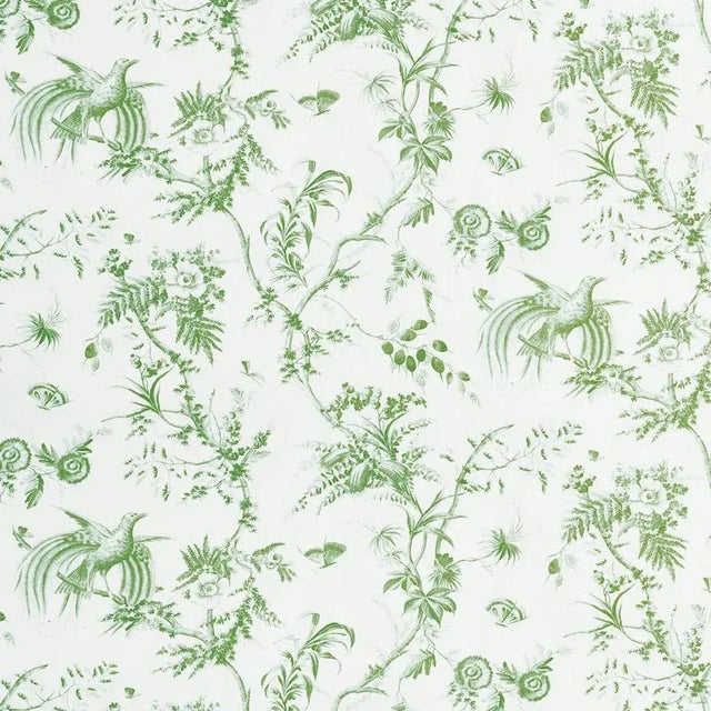 A meadow's worth of songbirds, butterflies, blooming branches, and seed pods intermingle on this bucolic pattern, recast...