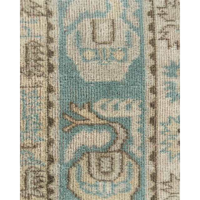 Tan Vintage Circa 1940 Turkish Oushak Rug Lightly Distressed 6ft 4in X 8ft For Sale - Image 8 of 12