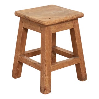 Rustic Square Stool, 1920s For Sale