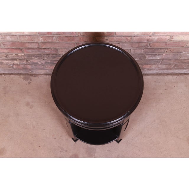 Wood Baker Furniture French Regency Black Lacquered Tea Table, Newly Refinished For Sale - Image 7 of 10