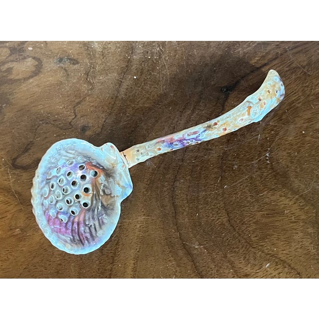 Pink Antique Early 19th Century English George III Wedgwood Creamware Pink Luster Ladle With Pierced Scallop Sea Shell Circa 1810 For Sale - Image 8 of 11