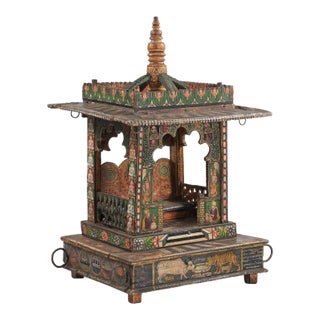 Antique Indian Painted Hanging Mandir or Home Temple For Sale