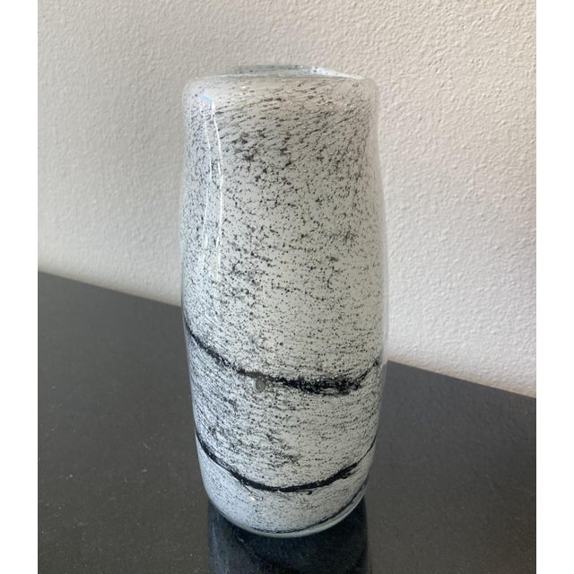 Henry Dean "Spilled Black" Art Glass Vase in Black and White For Sale - Image 4 of 8