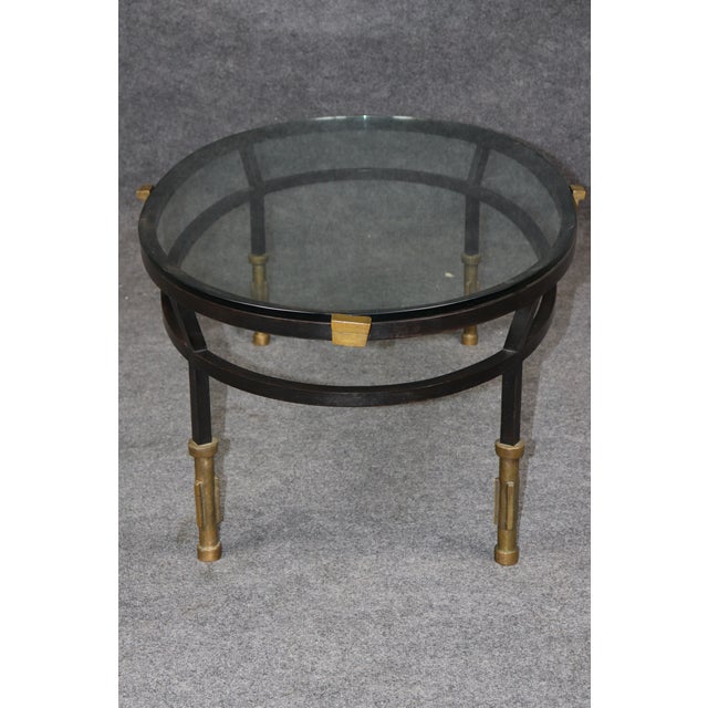 Brass 1970's Vintage Metal Glass and Brass Coffee Table For Sale - Image 8 of 8