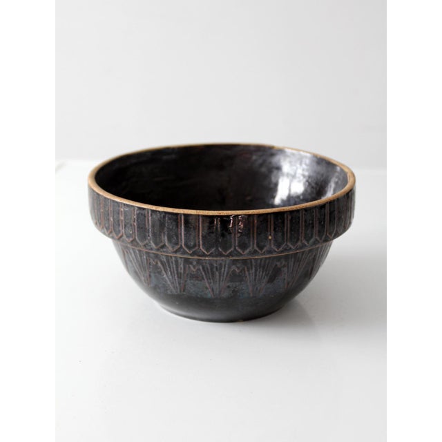 Antique Dark Brown Glazed Stoneware Bowl For Sale - Image 4 of 13