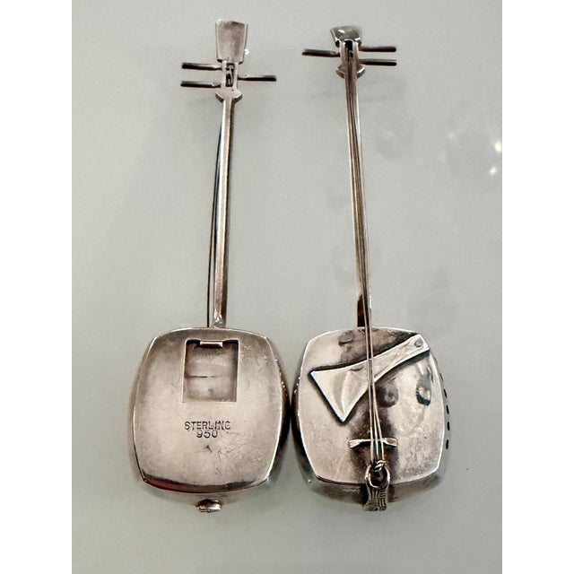 Antique 950 Sterling Japanese Shamisen Instrument Salt and Pepper Shakers For Sale In Savannah - Image 6 of 12