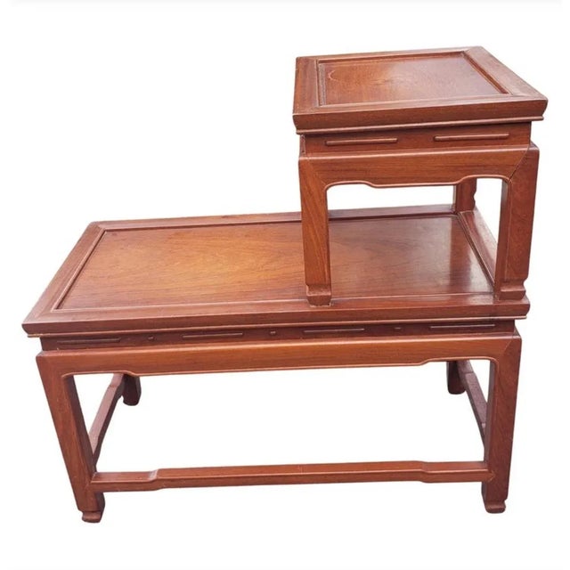 Chinese A Pair of George Zee Two Tier Rosewood Side Tables, Circa 1960s For Sale - Image 3 of 8