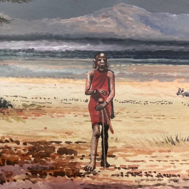 African 1980’s Original Daniel Njoroge African Desert Scene Painting Kenya Signed Framed For Sale - Image 3 of 5