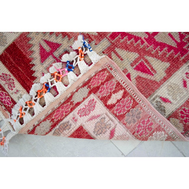 1970s Runner Kurdish Hand-Knotted Rug Pink Hallway Decor Kitchen Floor Accent 3x11 Ft Approx For Sale - Image 13 of 18
