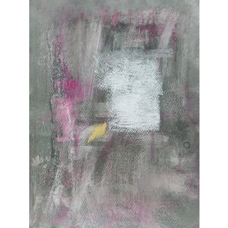 Threshold of Memory I - Original Drawing Charcoal Art by Carrie Bergey Magenta Yellow White Grey For Sale