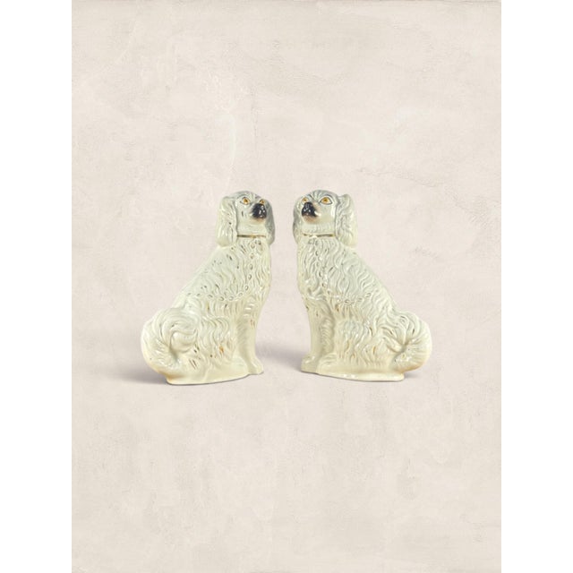 Antique English Ceramic Staffordshire Mantle Dogs For Sale In Tampa - Image 6 of 7
