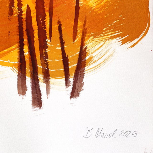 Forest 1 - Original Expressionist Forest Landscape Ink Painting on French Linen Paper by Bettina Mauel For Sale In Los Angeles - Image 6 of 6