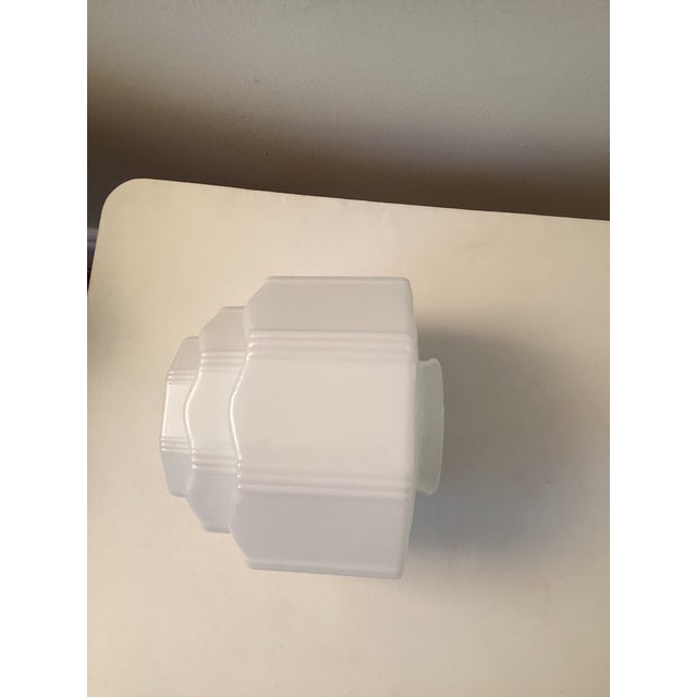 1930s Art Deco Stepped Skyscraper Milk Glass Shade For Sale - Image 11 of 11