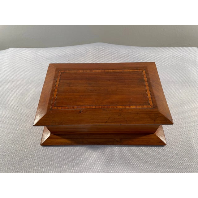 English 1970s Solid Teakwood Artisan Marquetry Letter Box For Sale - Image 3 of 13