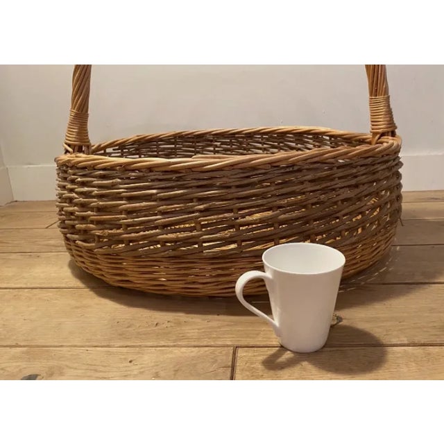 2000 - 2009 Vintage Huge Decorative Storage Wicker Basket with Handle For Sale - Image 5 of 9