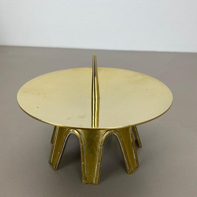 Modernist Brutalist Sculptural Brass Candleholder in the style of Auböck, Austria, 1950s For Sale - Image 12 of 18