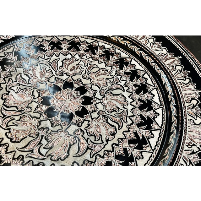 Hand carved large wall plate made by copper. Stylish full inlaid design for wall hanging. Great for displaying your unique...