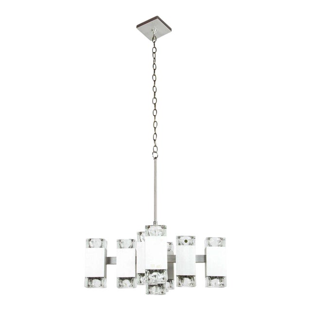 Brushed Aluminum Chandelier in the Style of Kalmar For Sale