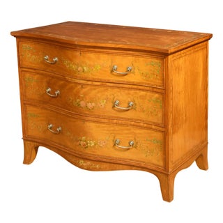 Painted Satinwood Serpentine Chest of Drawers, 1890s For Sale