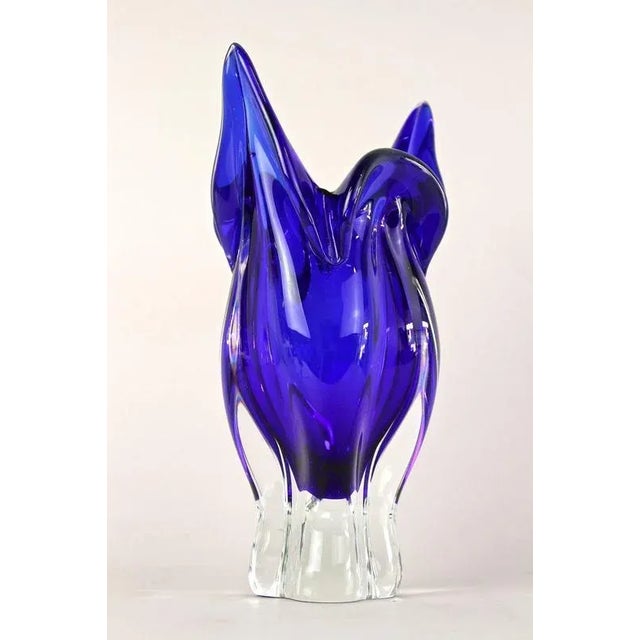 Blue Vintage Dark Blue Murano Glass Vase, 1960s For Sale - Image 8 of 18