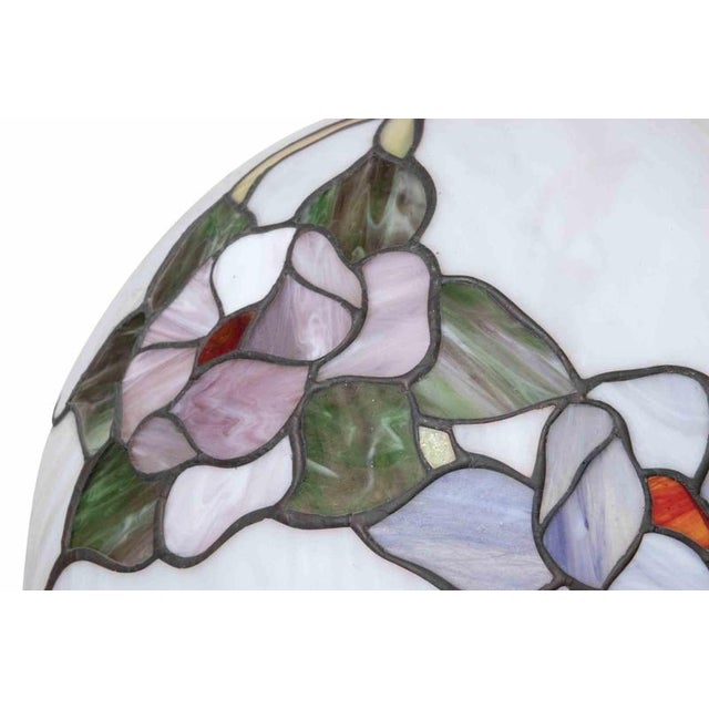 Handcrafted Floral Stained Glass Pendant Lamp in the style of Tiffany, 1970s For Sale - Image 3 of 8