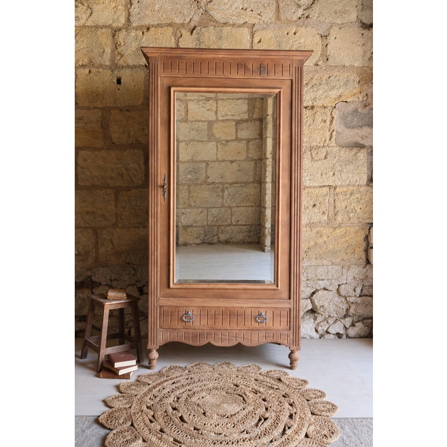 Antique Walnut Bonnetière with Beveled Mirror, 1930s For Sale - Image 9 of 9