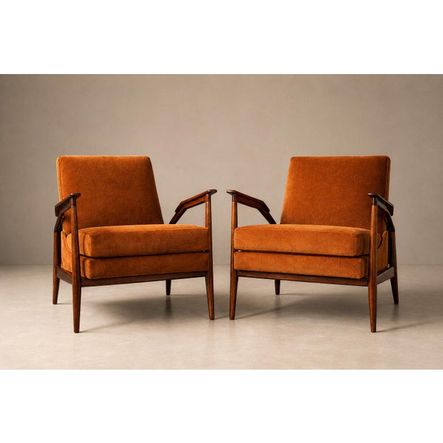 Mid-Century Modern Giuseppe Scapinelli Pair of Armchairs in Caviúna & Burnt Caramel Mohair Velvet, Brazil, 1950s For Sale - Image 3 of 18