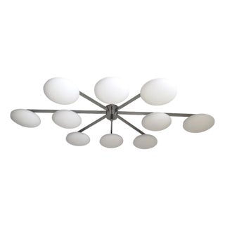 21st Century Dieci Polished Chrome Matte White Murano Flush Mount by Fabio LTD For Sale