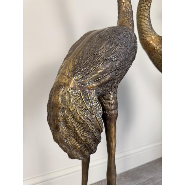 Metal Large Vintage Bronze Crane Statues, 1920s-1940s, Set of 2 For Sale - Image 7 of 16