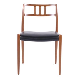 Model 79 Dining or Entrance Chair in Teak and Black Leather by Niels Otto Møller, 1960s For Sale